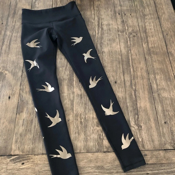 Noli Size XS Black Impact Bird Leggings Bronze Gold Compression Workout Sparrow - Picture 4 of 8